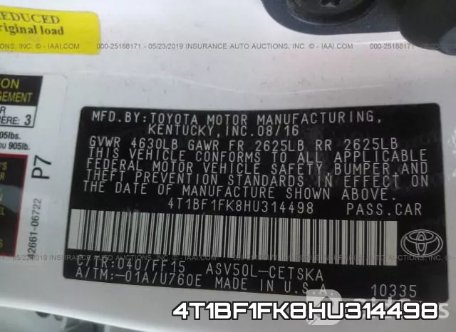 4T1BF1FK8HU314498 фото 10