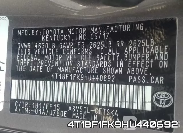 4T1BF1FK9HU440692 фото 10