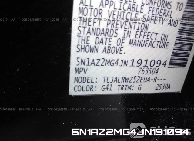 5N1AZ2MG4JN191094 фото 10