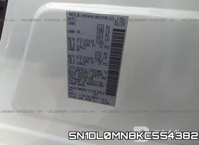 5N1DL0MN8KC554382 фото 10
