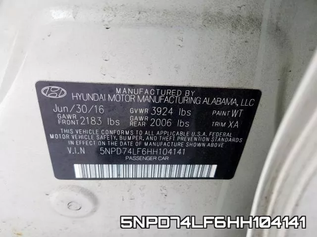 5NPD74LF6HH104141 фото 2