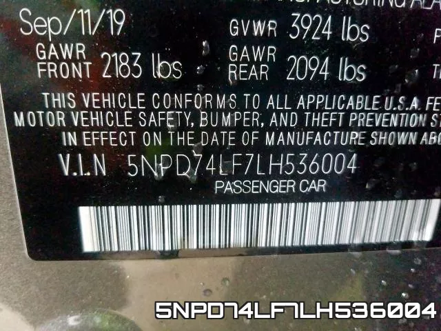 5NPD74LF7LH536004 фото 2