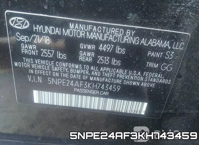 5NPE24AF3KH743459 фото 10