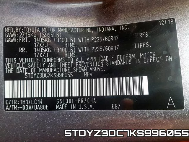 5TDYZ3DC7KS996055 фото 2
