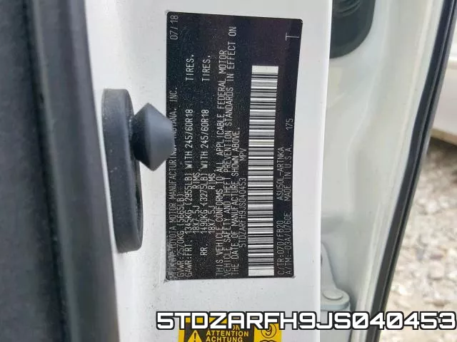 5TDZARFH9JS040453 фото 2
