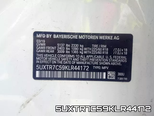 5UXTR7C59KLR44172 фото 2