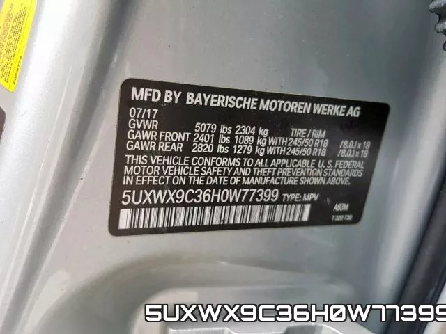 5UXWX9C36H0W77399 фото 2