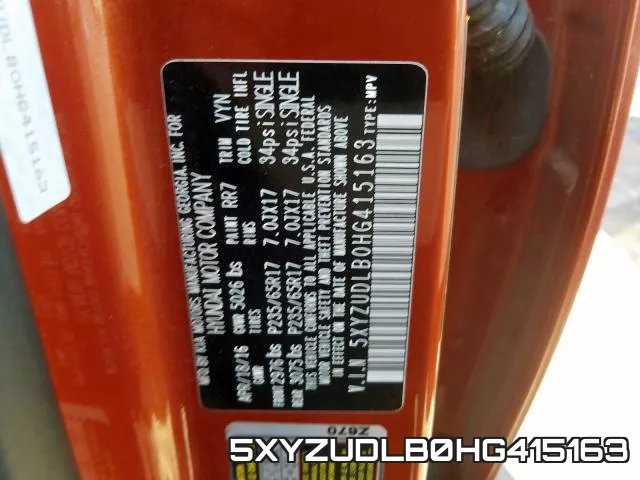 5XYZUDLB0HG415163 фото 2