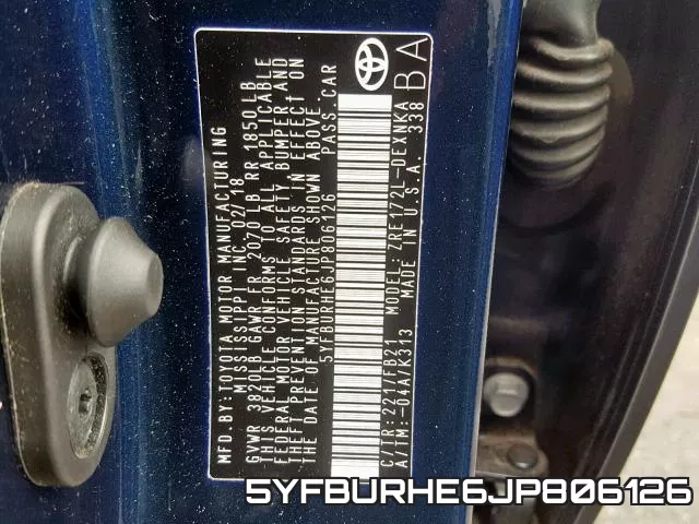 5YFBURHE6JP806126 фото 2