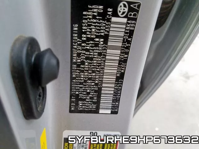 5YFBURHE9HP673632 фото 2