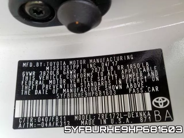 5YFBURHE9HP681603 фото 2