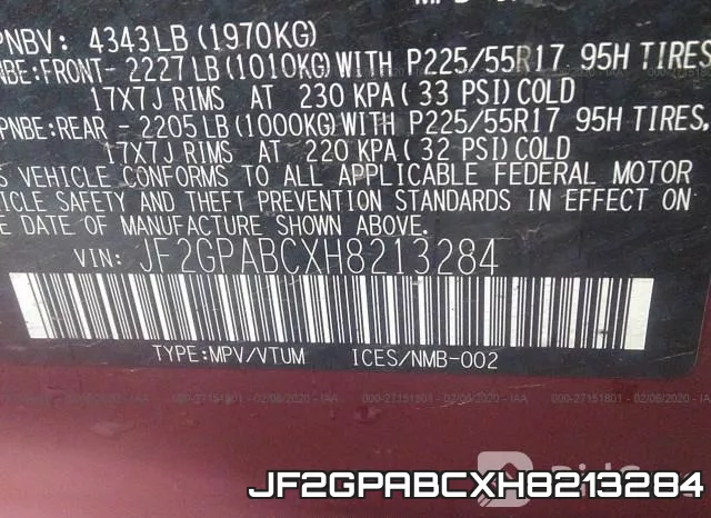 JF2GPABCXH8213284 фото 10