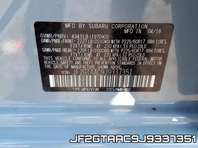 JF2GTAAC9J9337351 фото 2
