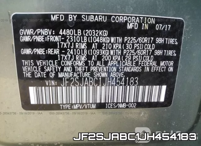 JF2SJABC1JH454183 фото 10