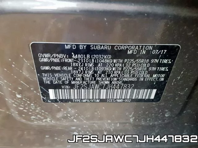 JF2SJAWC7JH447832 фото 2