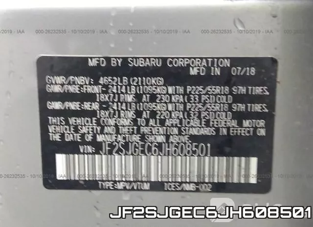 JF2SJGEC6JH608501 фото 10