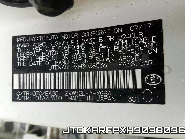 JTDKARFPXH3038036 фото 2