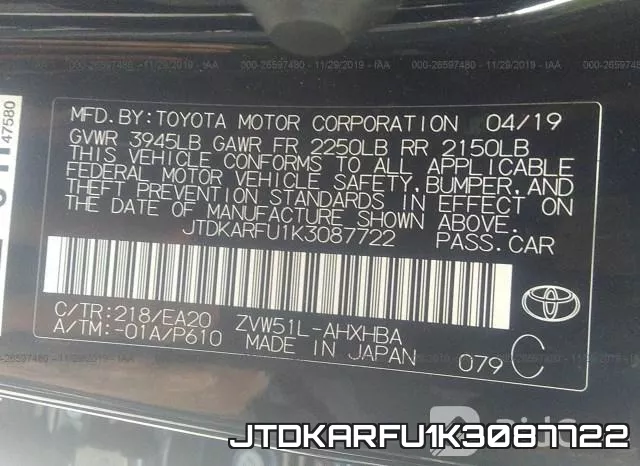 JTDKARFU1K3087722 фото 10