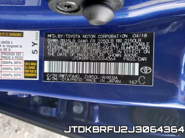 JTDKBRFU2J3064364 фото 2