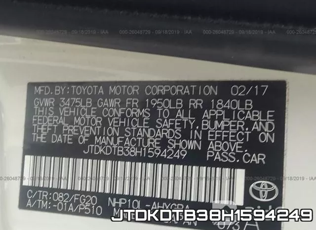 JTDKDTB38H1594249 фото 10