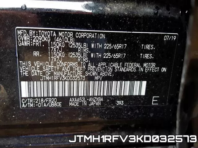 JTMH1RFV3KD032573 фото 2