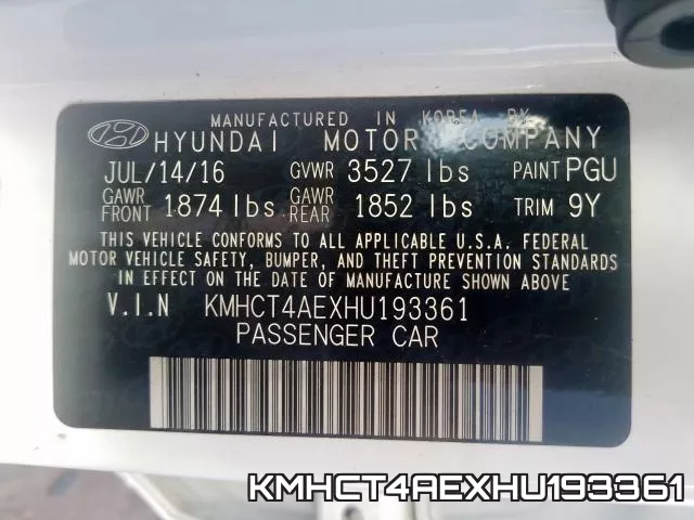 KMHCT4AEXHU193361 фото 2