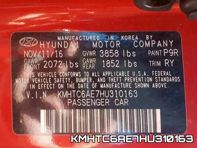 KMHTC6AE7HU310163 фото 2