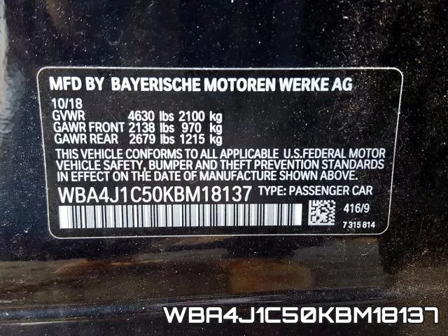 WBA4J1C50KBM18137 фото 2