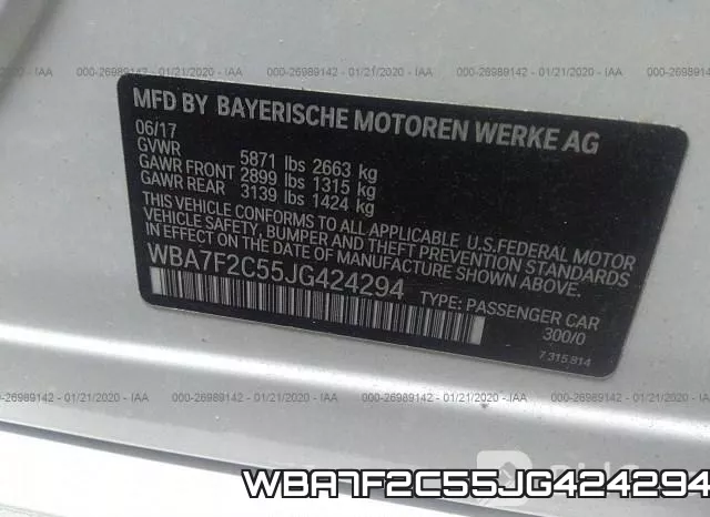 WBA7F2C55JG424294 фото 10