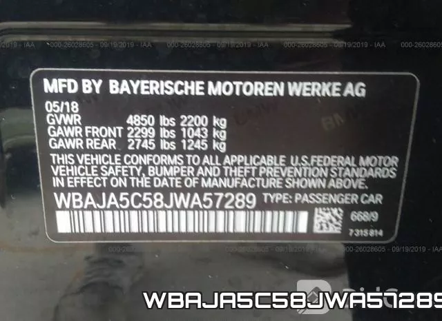 WBAJA5C58JWA57289 фото 10
