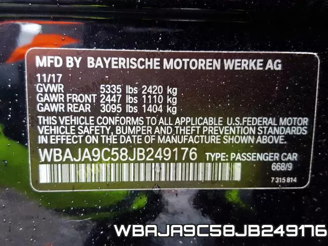 WBAJA9C58JB249176 фото 2