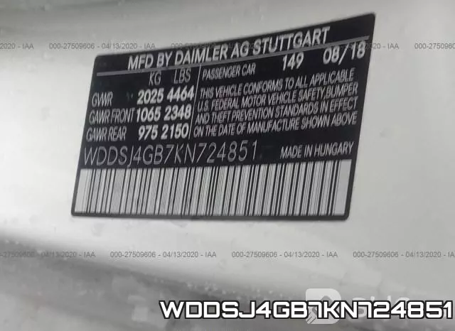 WDDSJ4GB7KN724851 фото 10