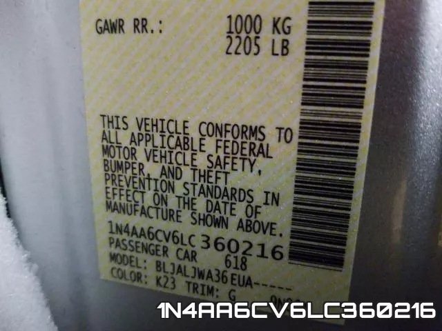 1N4AA6CV6LC360216 фото 2