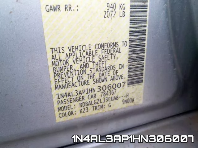 1N4AL3AP1HN306007 фото 2