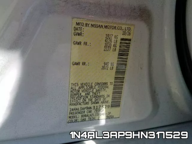 1N4AL3AP9HN317529 фото 2