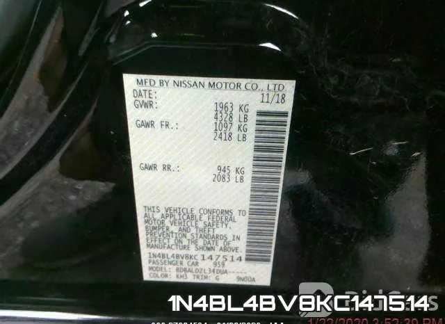 1N4BL4BV8KC147514 фото 10