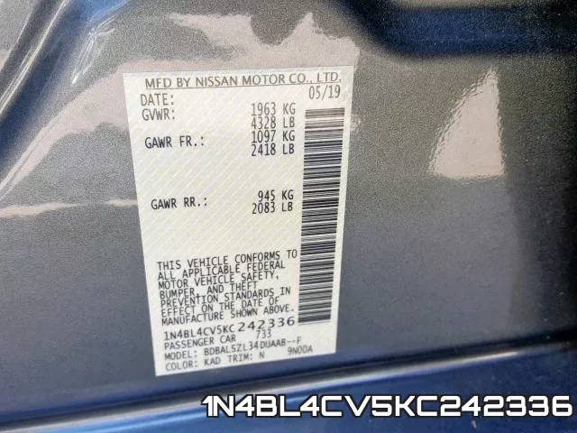 1N4BL4CV5KC242336 фото 2
