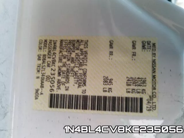 1N4BL4CV8KC235056 фото 2