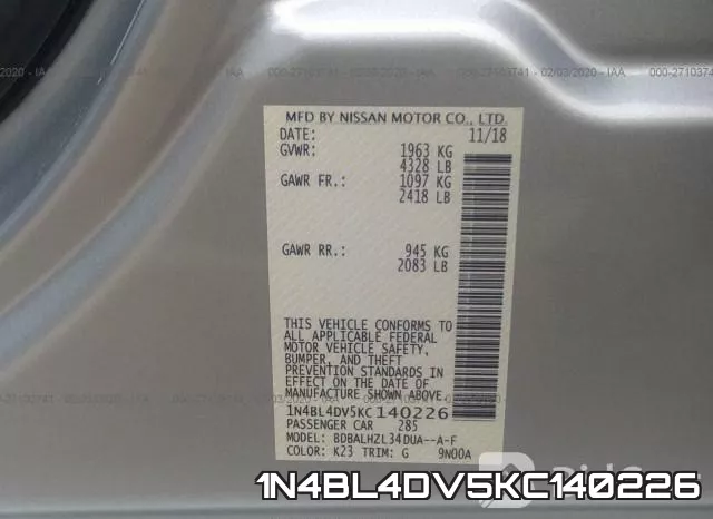 1N4BL4DV5KC140226 фото 10