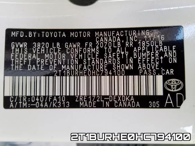 2T1BURHE0HC794100 фото 2