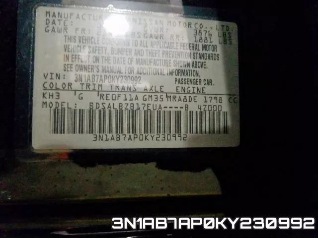 3N1AB7AP0KY230992 фото 2