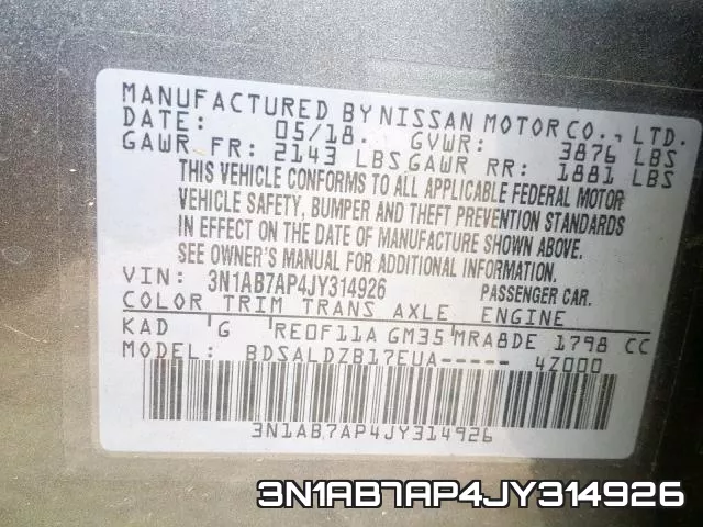 3N1AB7AP4JY314926 фото 2