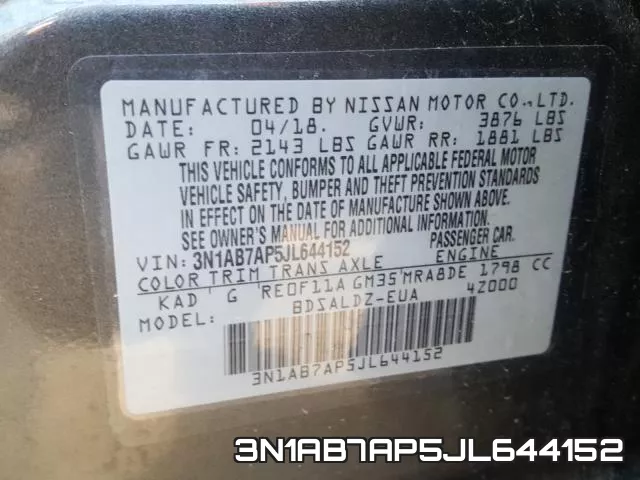 3N1AB7AP5JL644152 фото 2