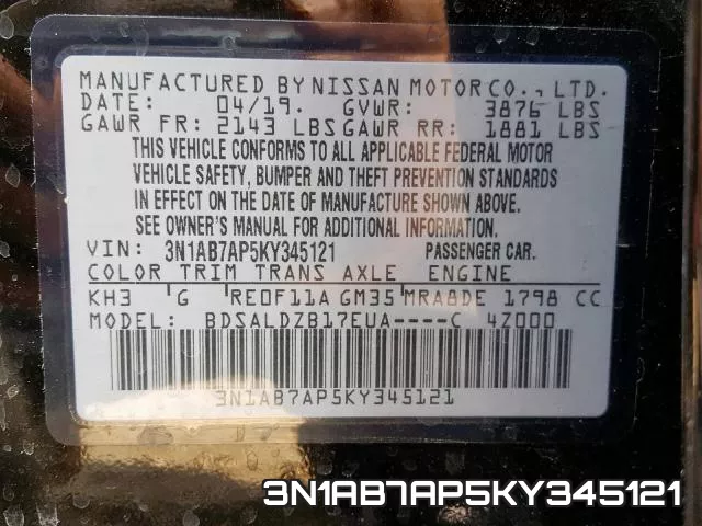 3N1AB7AP5KY345121 фото 2