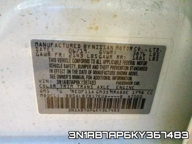 3N1AB7AP6KY367483 фото 2