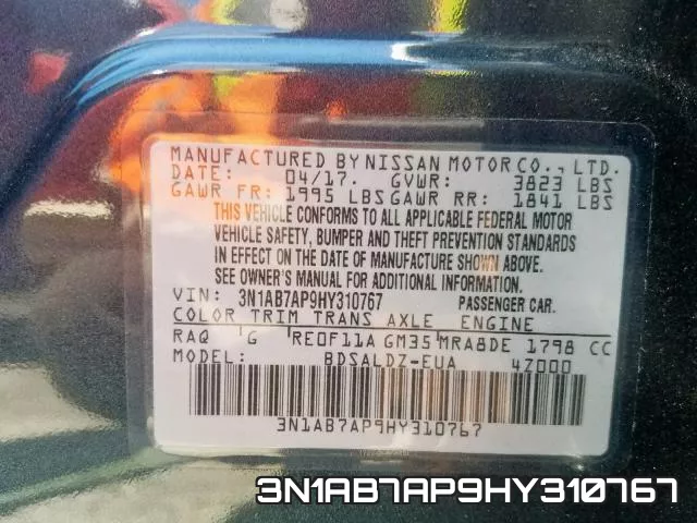 3N1AB7AP9HY310767 фото 2