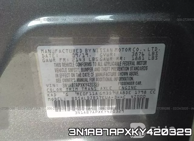3N1AB7APXKY420329 фото 10