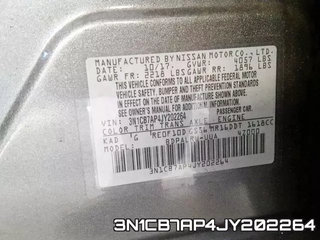 3N1CB7AP4JY202264 фото 2