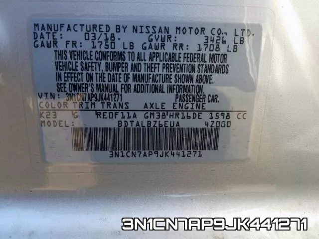 3N1CN7AP9JK441271 фото 2