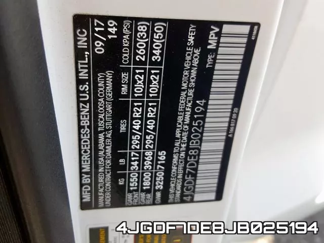 4JGDF7DE8JB025194 фото 2